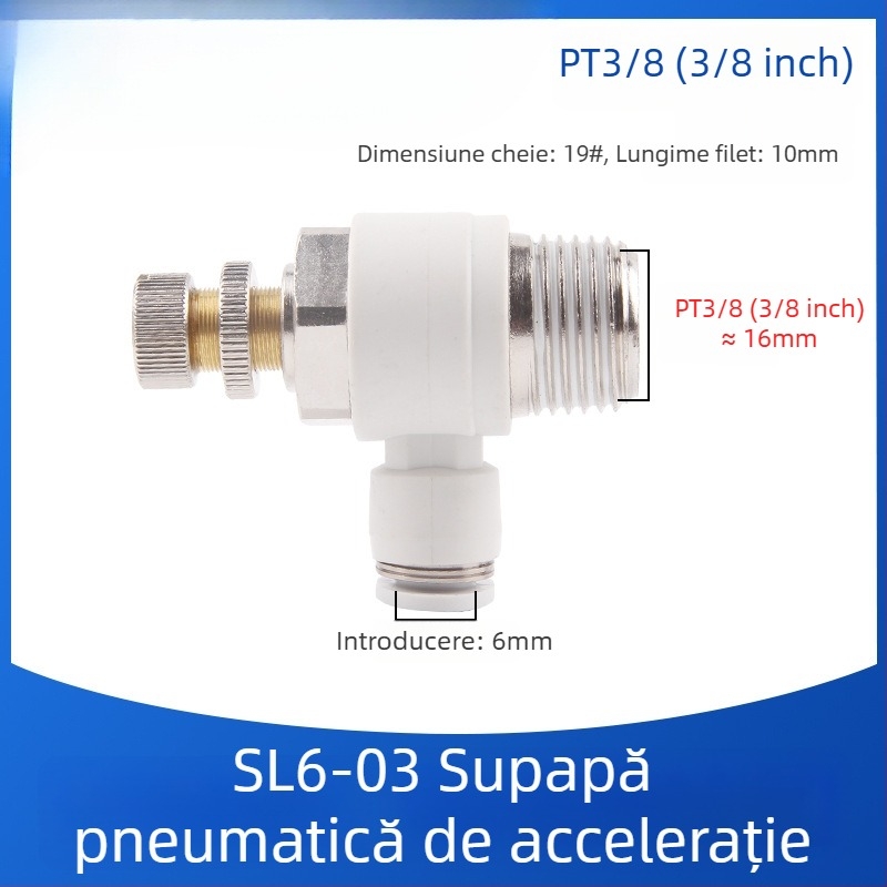 SL8-02 Cuplă pneumatică rapidă cu comutator, regulator de presiune a aerului și debit reglabil pentru cilindru