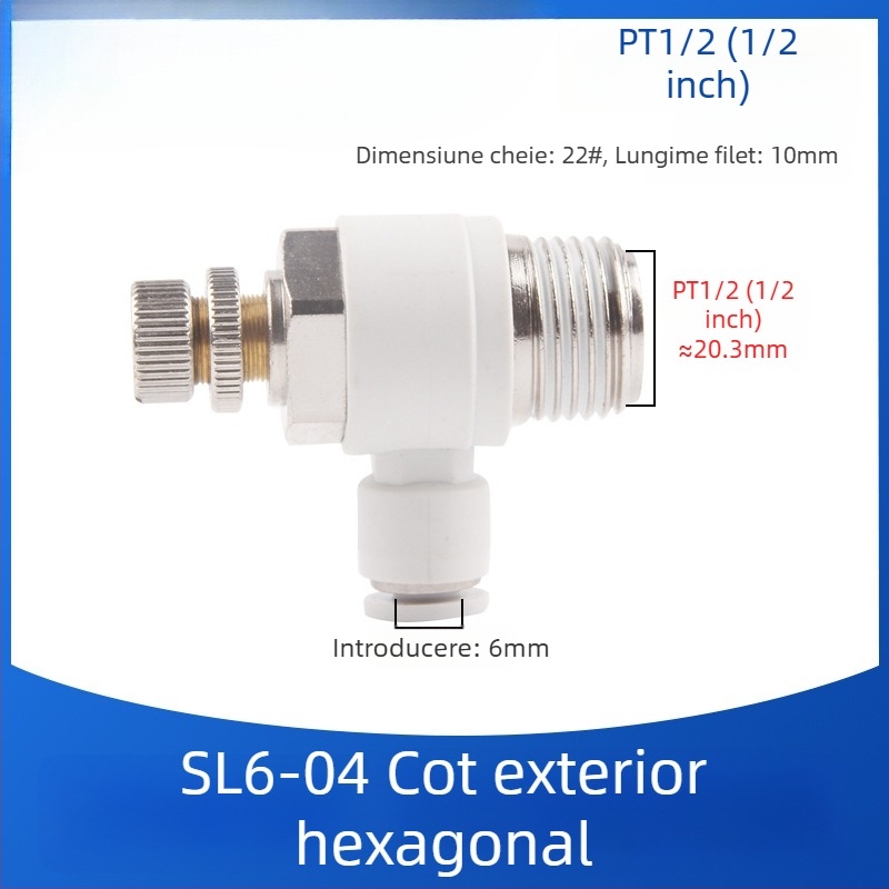 SL8-02 Cuplă pneumatică rapidă cu comutator, regulator de presiune a aerului și debit reglabil pentru cilindru