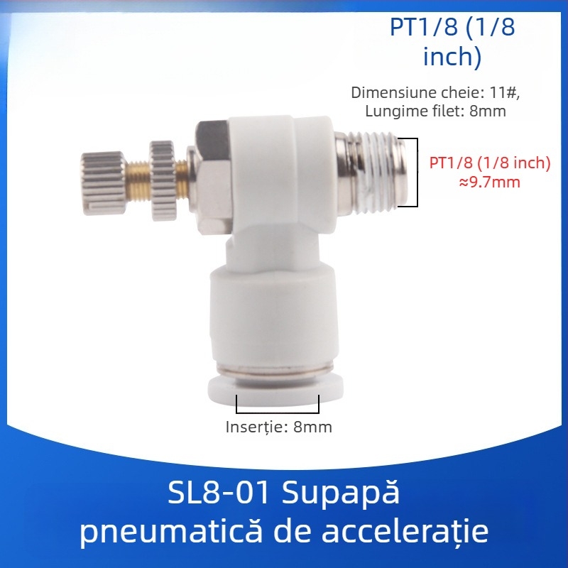 SL8-02 Cuplă pneumatică rapidă cu comutator, regulator de presiune a aerului și debit reglabil pentru cilindru