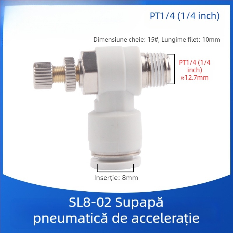 SL8-02 Cuplă pneumatică rapidă cu comutator, regulator de presiune a aerului și debit reglabil pentru cilindru