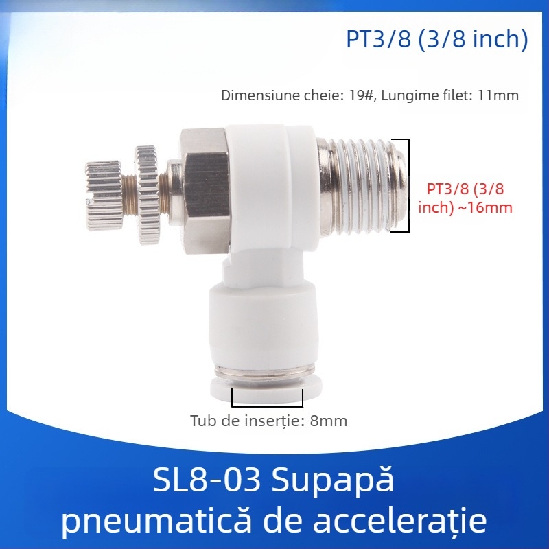 SL8-02 Cuplă pneumatică rapidă cu comutator, regulator de presiune a aerului și debit reglabil pentru cilindru