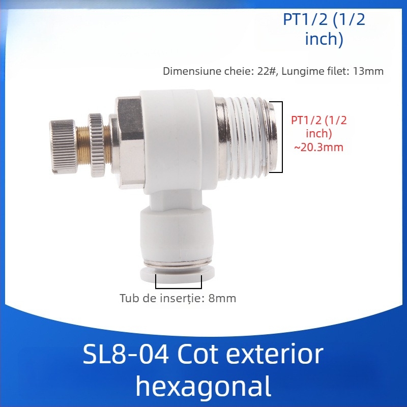 SL8-02 Cuplă pneumatică rapidă cu comutator, regulator de presiune a aerului și debit reglabil pentru cilindru