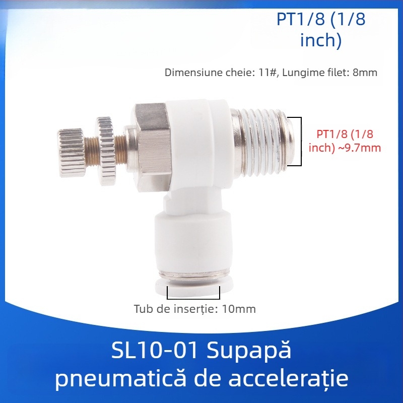 SL8-02 Cuplă pneumatică rapidă cu comutator, regulator de presiune a aerului și debit reglabil pentru cilindru