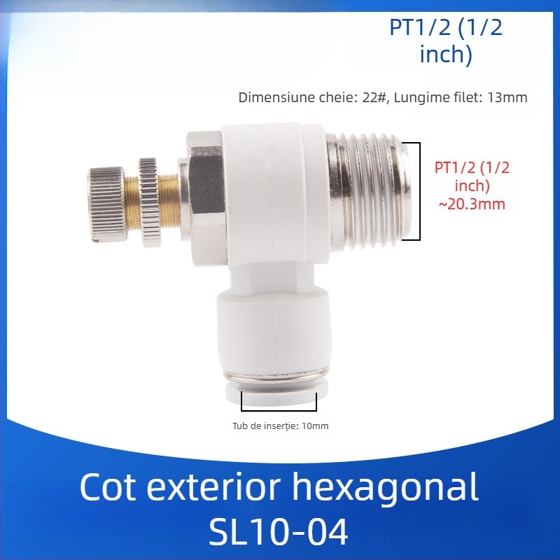 SL8-02 Cuplă pneumatică rapidă cu comutator, regulator de presiune a aerului și debit reglabil pentru cilindru