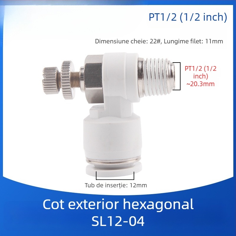 SL8-02 Cuplă pneumatică rapidă cu comutator, regulator de presiune a aerului și debit reglabil pentru cilindru
