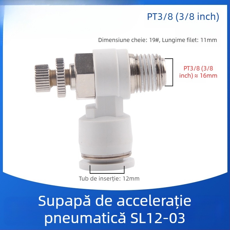 SL8-02 Cuplă pneumatică rapidă cu comutator, regulator de presiune a aerului și debit reglabil pentru cilindru