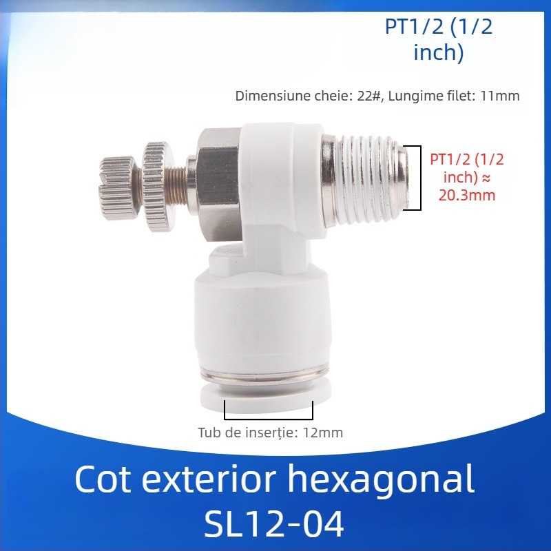 SL8-02 Cuplă pneumatică rapidă cu comutator, regulator de presiune a aerului și debit reglabil pentru cilindru