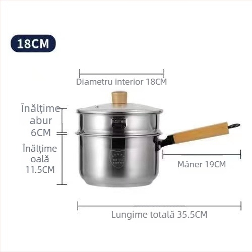 Oală pentru lapte din oțel inoxidabil 304, grosime extra – oală pentru mâncare de bebeluți, mică oală de lapte pentru uz casnic cu grilă de aburi, cadou