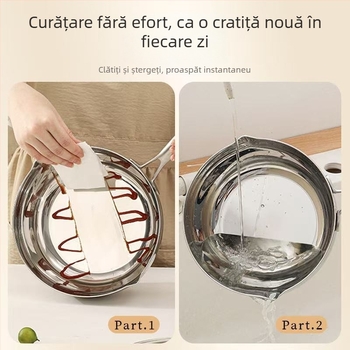 Oală de lapte din oțel inoxidabil 304, mâner unic, stil Yukihira japonez, bază triplu, gură de turnare, pentru încălzire lapte, gătit tăiței și supă (18/20/22/24 cm)