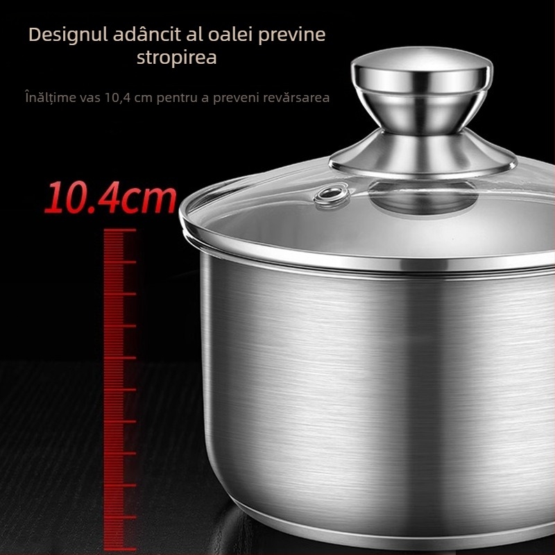 Oală mică de lapte din oțel inoxidabil 304, fără strat, fund îngroșat, pentru hrana bebelușilor și supe de uz casnic