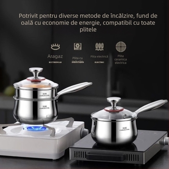 Oală de lapte din oțel inoxidabil 316, grosime extra, pentru bebeluși, gătire la abur și prepararea hranei pentru sugari, corp monobloc, uz casnic