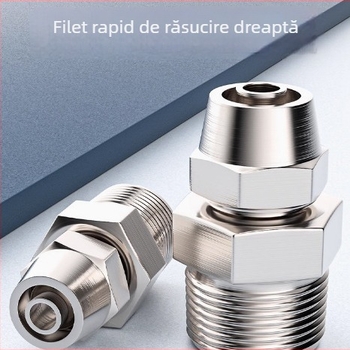 Conector rapid pentru furtun de aer, placat cu cupru-nichel, piuliță de blocare pneumatică, filet extern Imperial, PC8-02