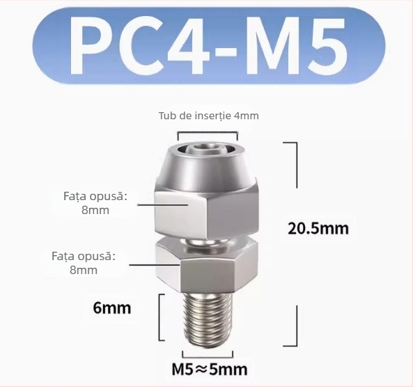 Conector rapid pentru furtun de aer, placat cu cupru-nichel, piuliță de blocare pneumatică, filet extern Imperial, PC8-02