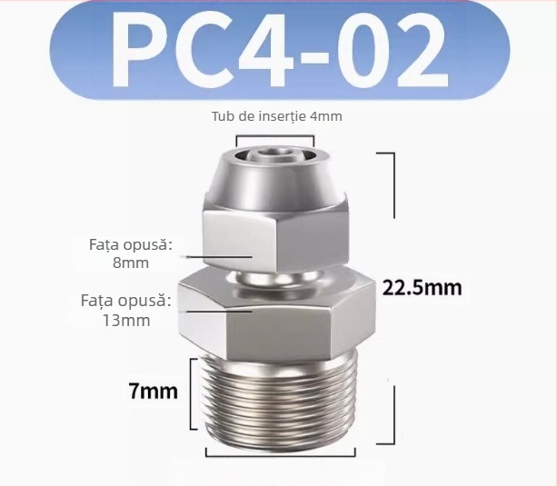 Conector rapid pentru furtun de aer, placat cu cupru-nichel, piuliță de blocare pneumatică, filet extern Imperial, PC8-02