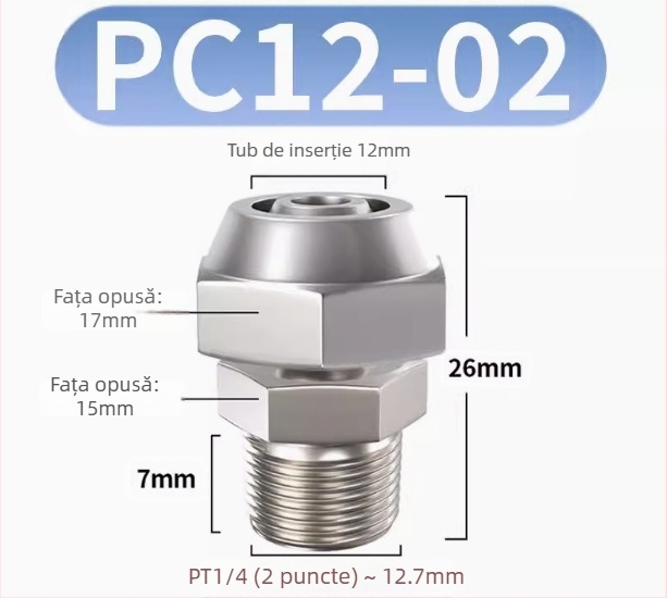 Conector rapid pentru furtun de aer, placat cu cupru-nichel, piuliță de blocare pneumatică, filet extern Imperial, PC8-02
