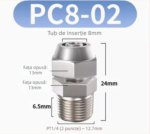 Conector rapid pentru furtun de aer, placat cu cupru-nichel, piuliță de blocare pneumatică, filet extern Imperial, PC8-02