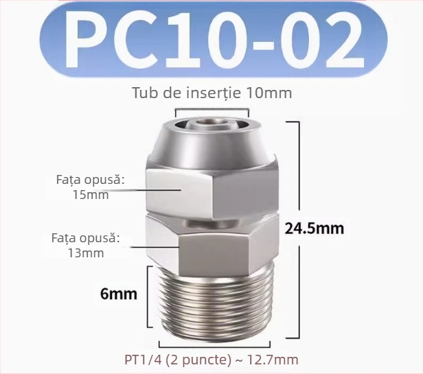Conector rapid pentru furtun de aer, placat cu cupru-nichel, piuliță de blocare pneumatică, filet extern Imperial, PC8-02