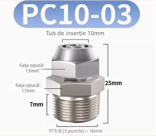 Conector rapid pentru furtun de aer, placat cu cupru-nichel, piuliță de blocare pneumatică, filet extern Imperial, PC8-02