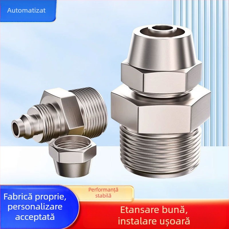 Conector rapid pentru furtun de aer, placat cu cupru-nichel, piuliță de blocare pneumatică, filet extern Imperial, PC8-02