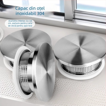 Set de capace pentru sticlă de apă rece: capac din bambus, capac din oțel inoxidabil, capac din sticlă borosilikat pentru sticlă, capac filtrant pentru oală, capac pentru ceainic