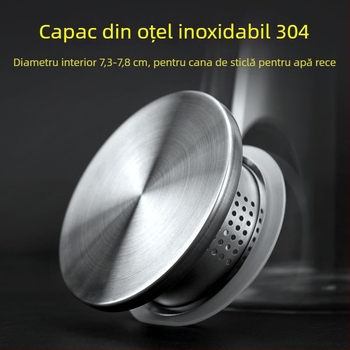 Set de capace pentru sticlă de apă rece: capac din bambus, capac din oțel inoxidabil, capac din sticlă borosilikat pentru sticlă, capac filtrant pentru oală, capac pentru ceainic