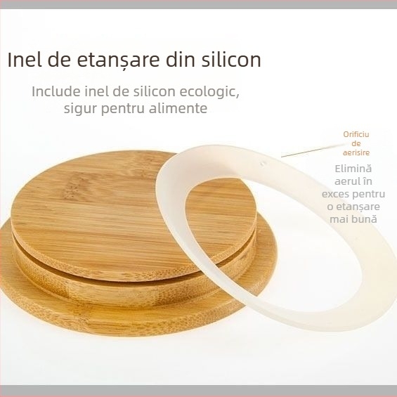 Set de capace pentru sticlă de apă rece: capac din bambus, capac din oțel inoxidabil, capac din sticlă borosilikat pentru sticlă, capac filtrant pentru oală, capac pentru ceainic