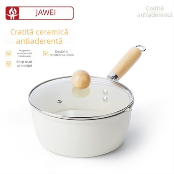Oală ceramică antiaderentă pentru lapte pentru o singură persoană — mâncare pentru bebeluți, tăiței instant, omletă și supă