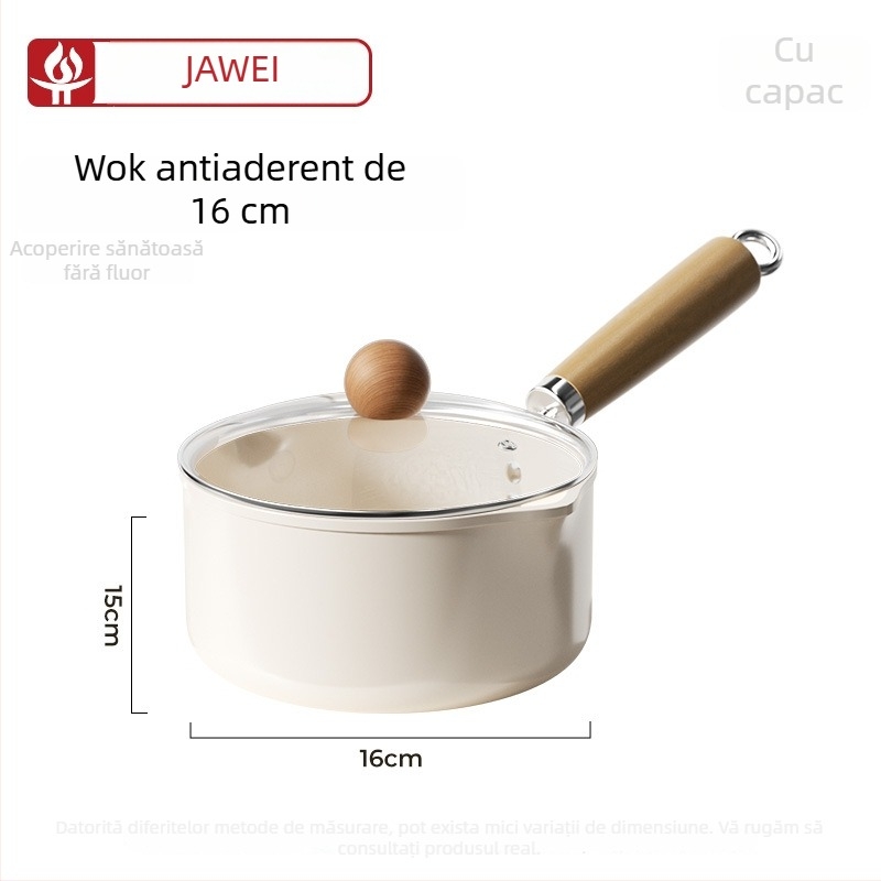 Oală ceramică antiaderentă pentru lapte pentru o singură persoană — mâncare pentru bebeluți, tăiței instant, omletă și supă