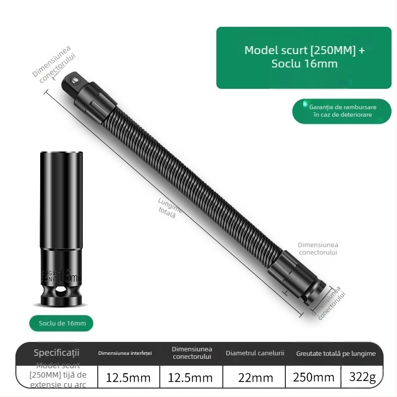 Baolian cheie electrică cu ax flexibil, conector prelungitor și adaptor universal 1/2 inch