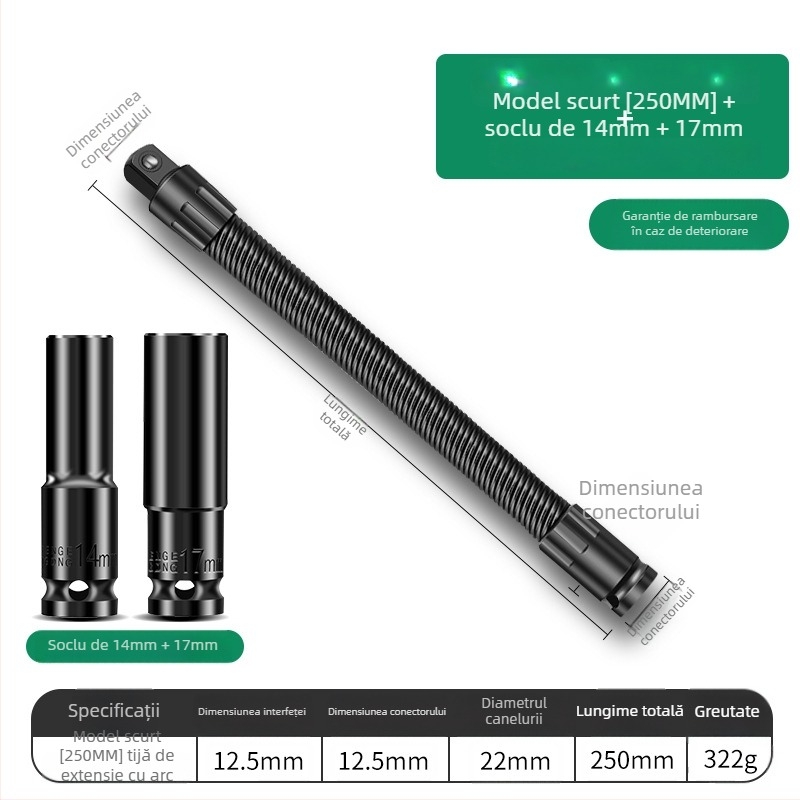 Baolian cheie electrică cu ax flexibil, conector prelungitor și adaptor universal 1/2 inch
