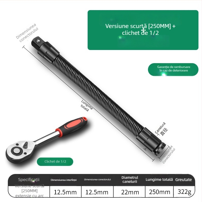 Baolian cheie electrică cu ax flexibil, conector prelungitor și adaptor universal 1/2 inch