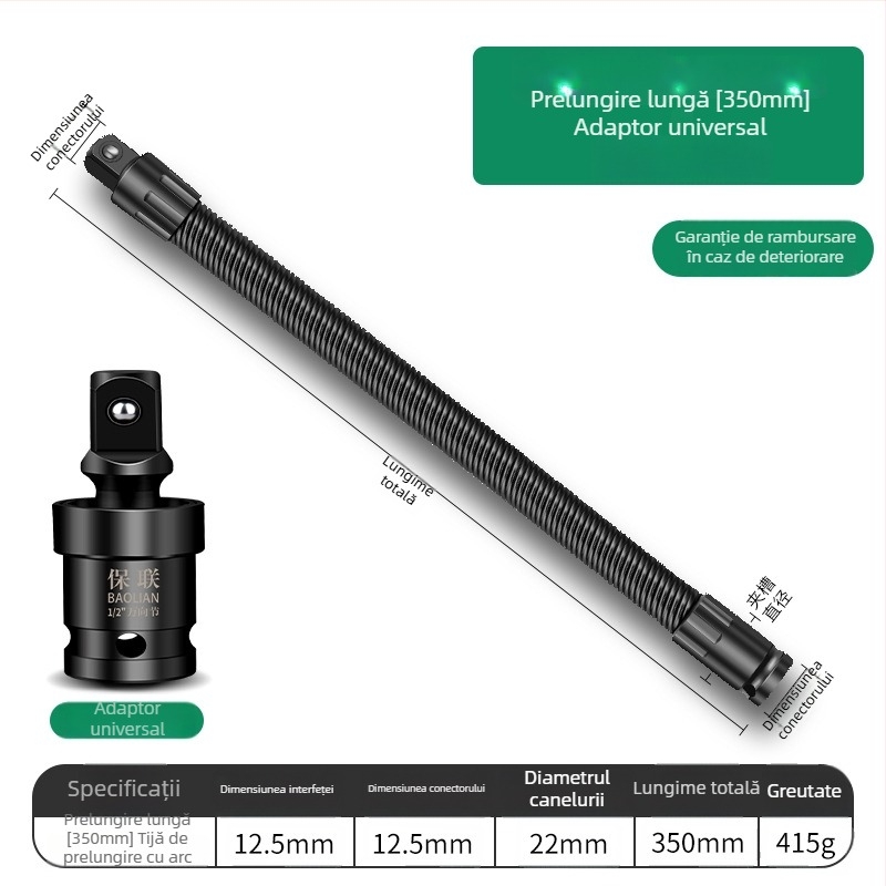 Baolian cheie electrică cu ax flexibil, conector prelungitor și adaptor universal 1/2 inch