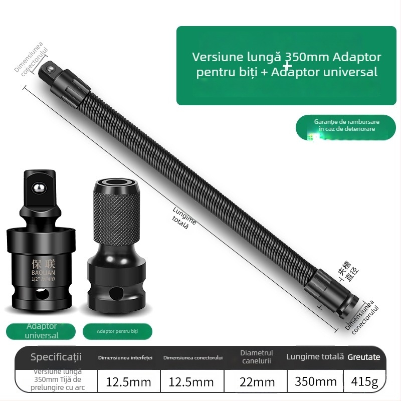 Baolian cheie electrică cu ax flexibil, conector prelungitor și adaptor universal 1/2 inch