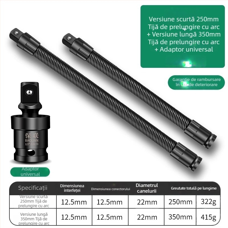 Baolian cheie electrică cu ax flexibil, conector prelungitor și adaptor universal 1/2 inch
