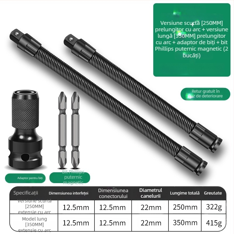 Baolian cheie electrică cu ax flexibil, conector prelungitor și adaptor universal 1/2 inch