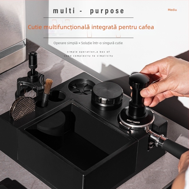 Set multifuncțional de cafea în stil italian: knock box și tamper, cu distribuție a pulberii și unealtă de tamping