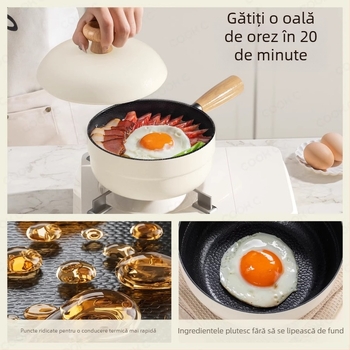 Oală antiaderentă pentru lapte, oală mică de supă pentru o singură persoană, potrivită pentru tăiței instant și mâncare pentru bebeluși, compatibilă cu aragaz și plită cu inducție