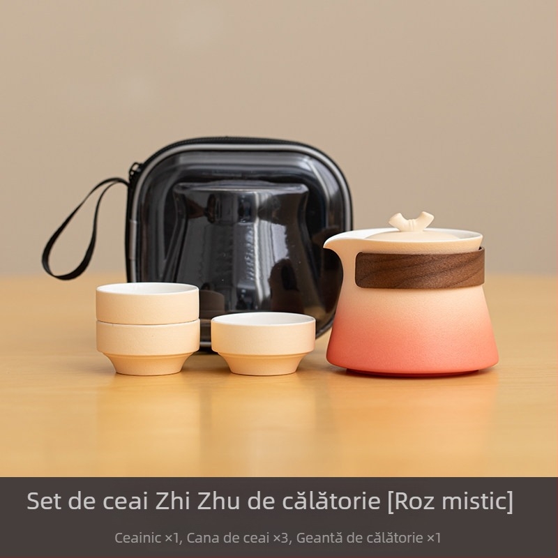 Set Gongfu de ceai cu un ceainic și trei cești, în nuanțe gradient, portabil pentru călătorii, cadou corporativ
