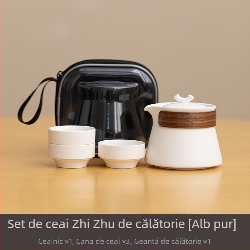 Set Gongfu de ceai cu un ceainic și trei cești, în nuanțe gradient, portabil pentru călătorii, cadou corporativ