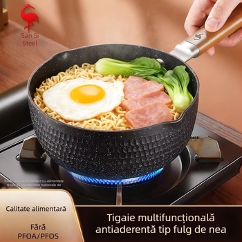 Tigaie Sukiyaki antiaderentă pentru tăiței instant, oală mică pentru o porție, compatibilă cu plita cu inducție, din aliaj de aluminiu de calitate alimentară