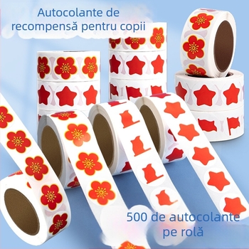 Stickere de recompense pentru copii cu floare roșie mică – încurajare în grădiniță, autocolante drăguțe autoadezive