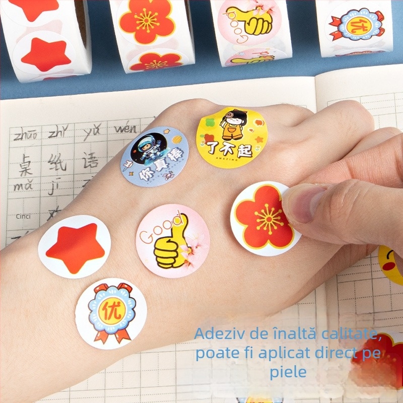 Stickere de recompense pentru copii cu floare roșie mică – încurajare în grădiniță, autocolante drăguțe autoadezive