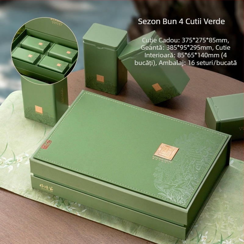 Cutie cadou metalică pentru ceai, set de ceaiuri verzi, ambalaj în stil chinezesc