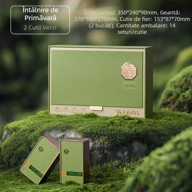 Cutie cadou metalică pentru ceai, set de ceaiuri verzi, ambalaj în stil chinezesc
