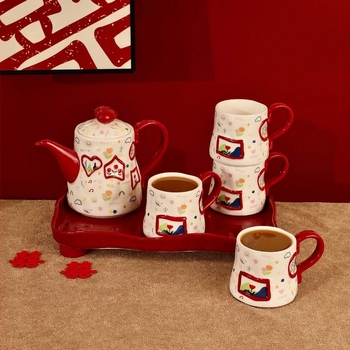 Set de ceai ceramic de înaltă calitate, ambalat într-o cutie cadou, ideal pentru mutarea într-o casă nouă și pentru nuntă