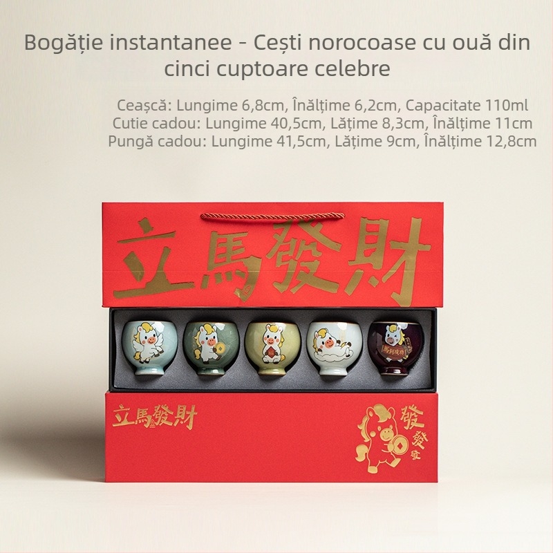 Set cadou din porțelan pentru ceai – cinci cuptoare celebre, stil chinezesc, ceașcă de degustare personală
