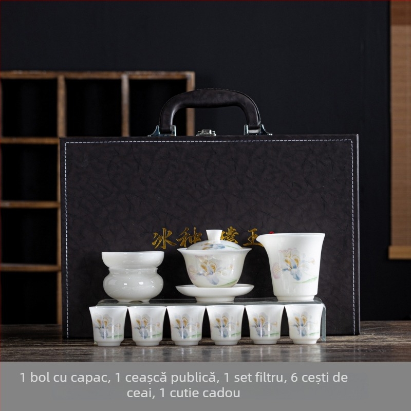 Ice Jade set de ceai din ceramică – cadou corporativ de înaltă clasă într-o cutie cadou, personalizabil, potrivit pentru conferințe și pentru sectoarele imobiliare, banking și asigurări.