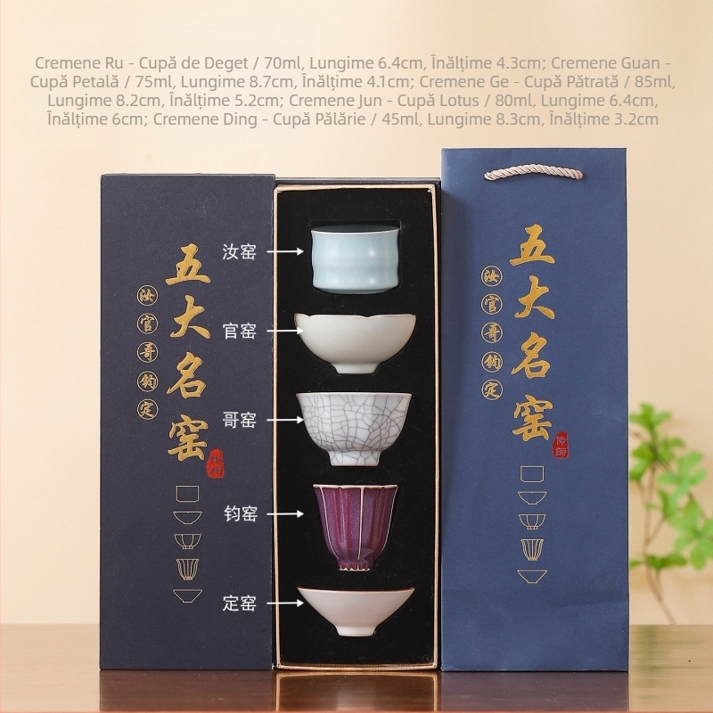 Set de ceai din cinci cuptoare faimoase, într-o cutie cadou, cești premium pentru degustare, pentru casă, întâlniri de afaceri și cadouri pentru gazdă
