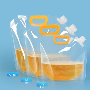 Sac portabil, transparent, cu duză de bere, pentru consum în aer liber și stocare lichide, de unică folosință