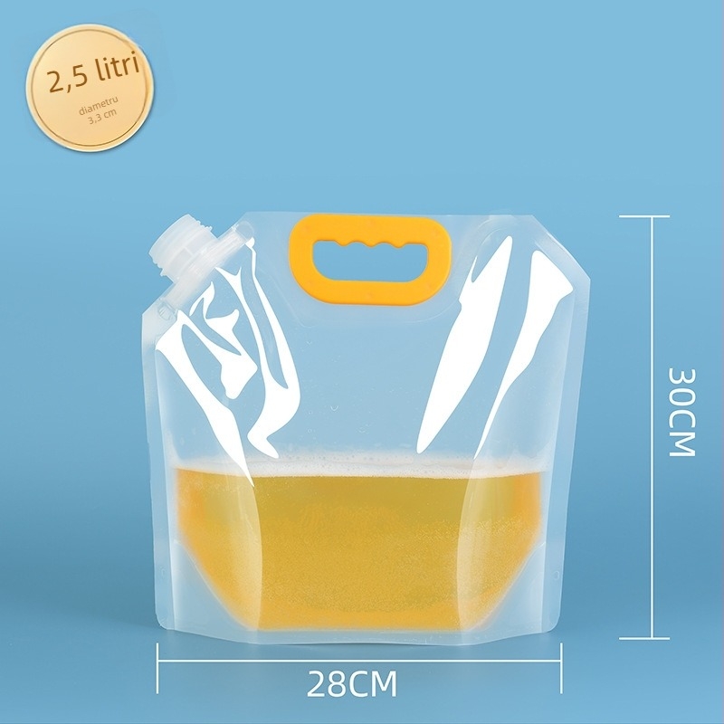 Sac portabil, transparent, cu duză de bere, pentru consum în aer liber și stocare lichide, de unică folosință